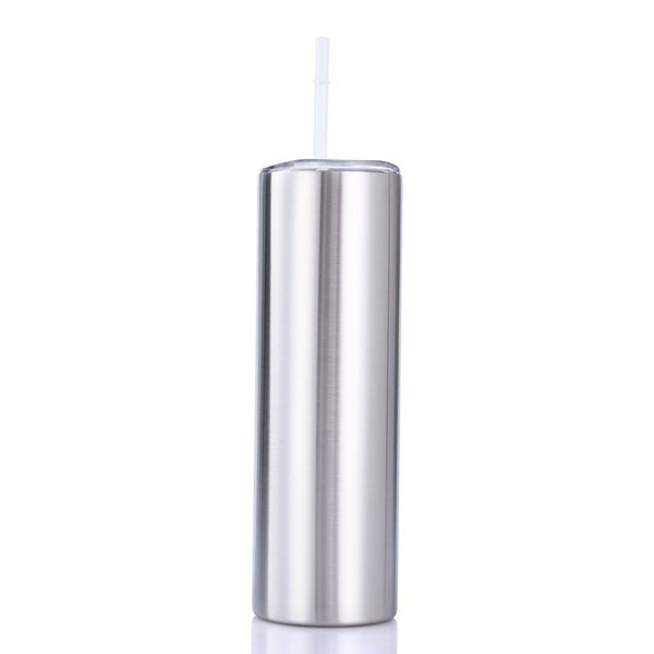20oz 30oz Skinny Straight Tumblers Stainless Steel With Lid And Plastic Straw - Tumblerbulk