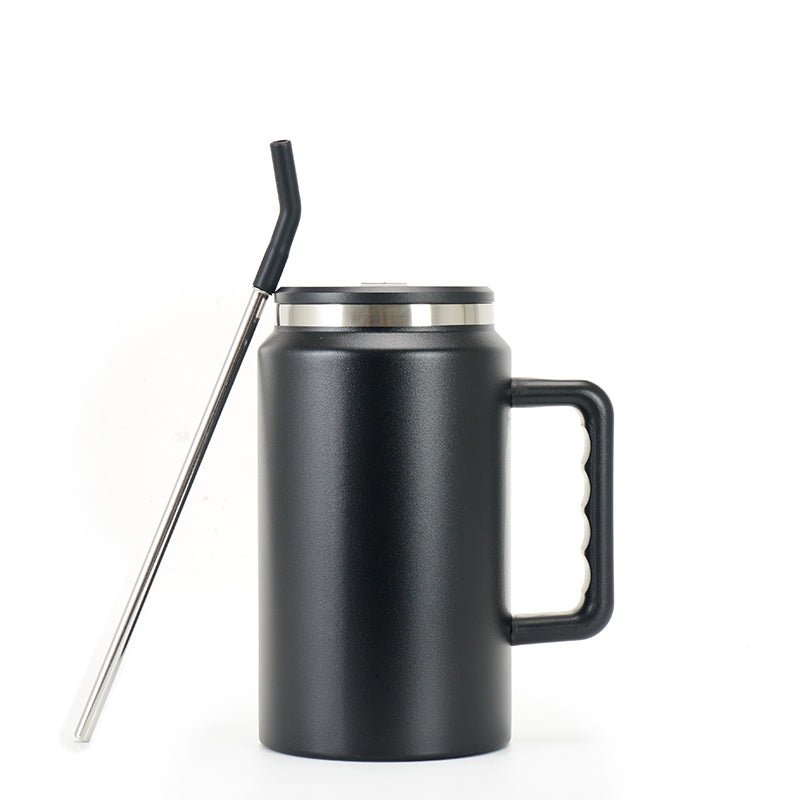 50 Oz Mug Tumbler with Handle and Straw, Vacuum Insulated Stainless Steel  Large