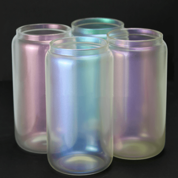 Case of 16oz Rainbow Glitter Sublimation Matte Beer Glass Can Tumbler - Tumblerbulk