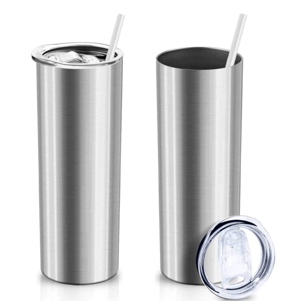 Case of 25 *30oz Skinny Tumblers Stainless steel vacuum double walled with Lid and straw - Tumblerbulk