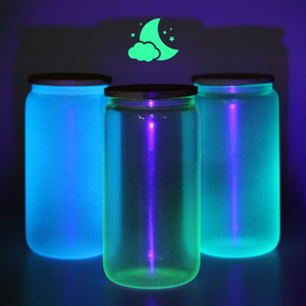 Case of 50/32/16pk 16oz Mason Glow In Dark Sublimation Matte Beer Glass Can Tumbler With Bamboo Lid