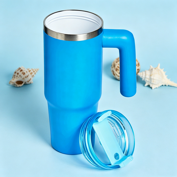 20 Pack 30oz Tumbler Inner Ceramic Lined Stainless Steel Drum with Lid and Straw - Double Walled Insulated Cup with Handle, Compatible with Lipstick, Drum Storage - Leak Proof
