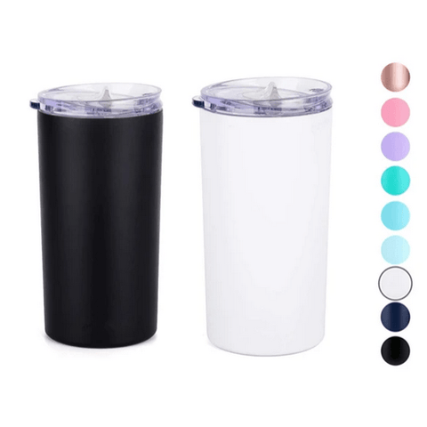 12OZ Skinny Tumbler Stainless Steel Coffee Mug Double Wall Vacuum Insulated With Lid and Straw - Tumblerbulk