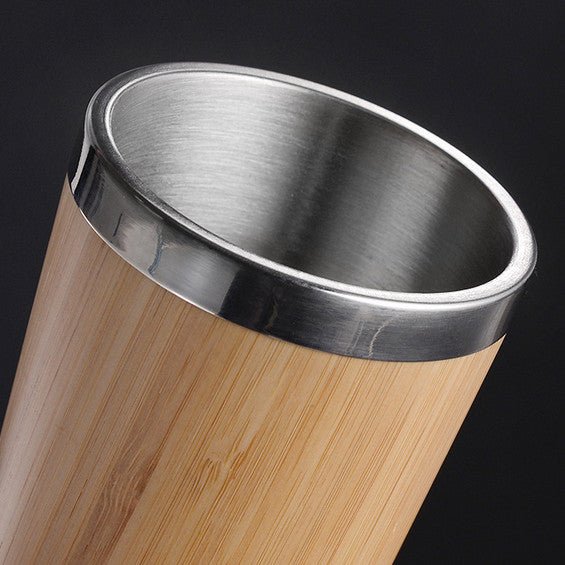 16oz Bamboo Stainless Steel Bottle Coffee Mug Insulated Bamboo Travel Tumbler Eco-friendly Tea Cup flask - Tumblerbulk