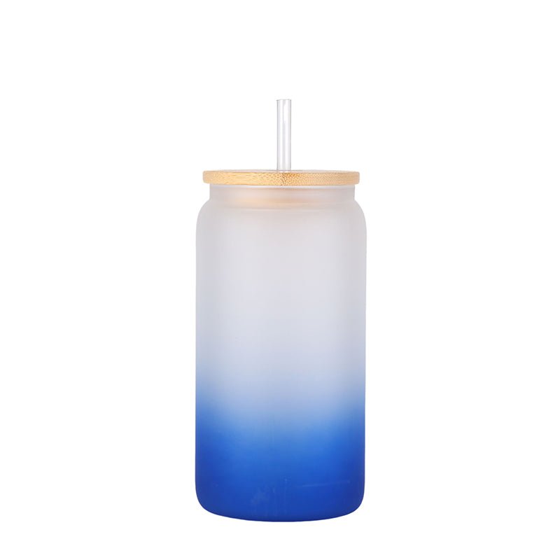 LED Light Up Blue 16 oz Crystal Tumbler w/ Lid and Straw