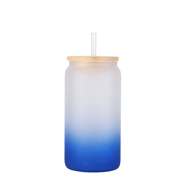 16oz Case 30Unit Gradient Tumbler Single Layer Heat Resistant Borosilicate Cold Color Tumbler With Bamboo Lid And Straw - Tumblerbulk
