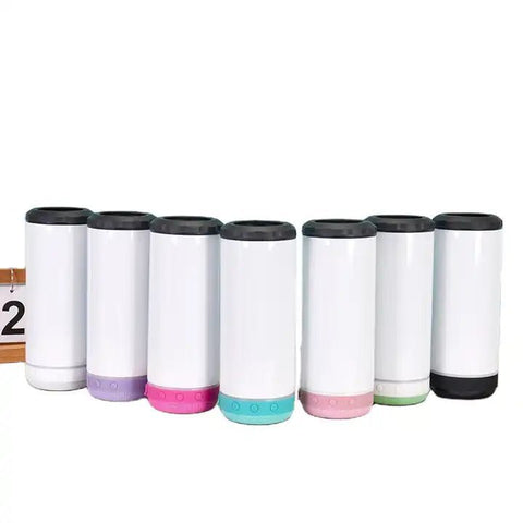 16oz Case of（UNITS 25 PCS） Sublimation Blank Speaker Beer Can Cooler Stainless Steel Bluetooth Speaker - Tumblerbulk