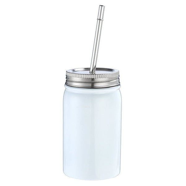 17oz Sublimation Masonjar stainless steel double walled insulation with lid and plastic straw sublimation blanks in us warehouse - Tumblerbulk