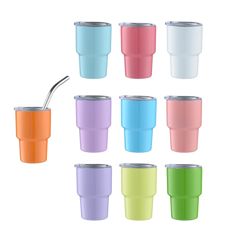 2 oz Case (6/50 Units) Sublimation Mini Car Cup Color Curved Double Wall  Insulation with Straw – Tumblerbulk