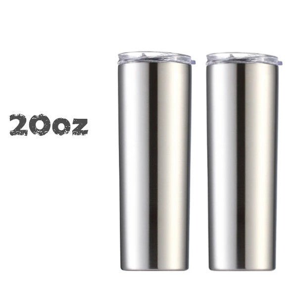20oz 30oz Skinny Straight Tumblers Stainless Steel With Lid And Plastic Straw - Tumblerbulk