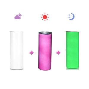 20Oz Glitter Uv Glowing Color Changing And Glow In The Dark Skinny Straight Sublimation Blanks Tumblers - Tumblerbulk