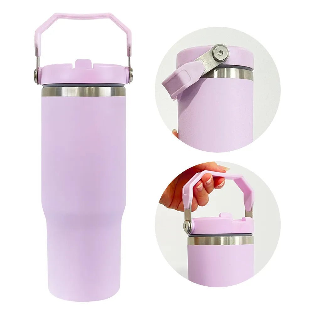 Case of 25Pack 30oz Sublimation Matte Stainless Steel Insulated Sports Water  Bottle Macaron Flip Straw with Handheld  Tumblerbulk