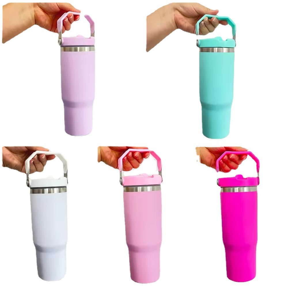 Case of 25Pack 30oz Sublimation Matte Stainless Steel Insulated Sports Water  Bottle Macaron Flip Straw with Handheld – Tumblerbulk
