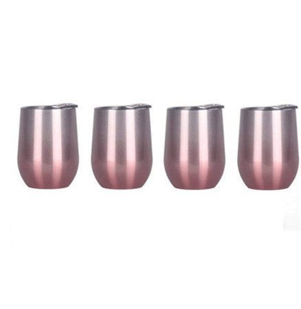 ZONEGRACE 4 pack 12 oz Stainless Steel Stemless Wine Glass Tumbler Double  Wall Vacuum Insulated Wine Tumbler different color with Lids Set of 4 for
