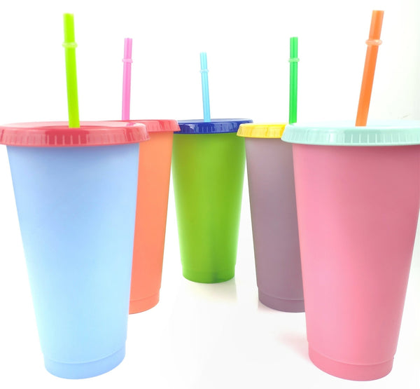 5pack/set 480ml&710ml plastic coffee tumbler Color changing plastic cup lids and straws Wholesale plastic tumbler - Tumblerbulk