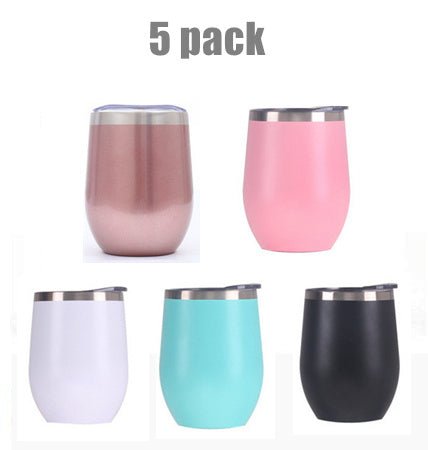 5pk/set Wine tumbler stainless steel insulation double walled with lid - Tumblerbulk