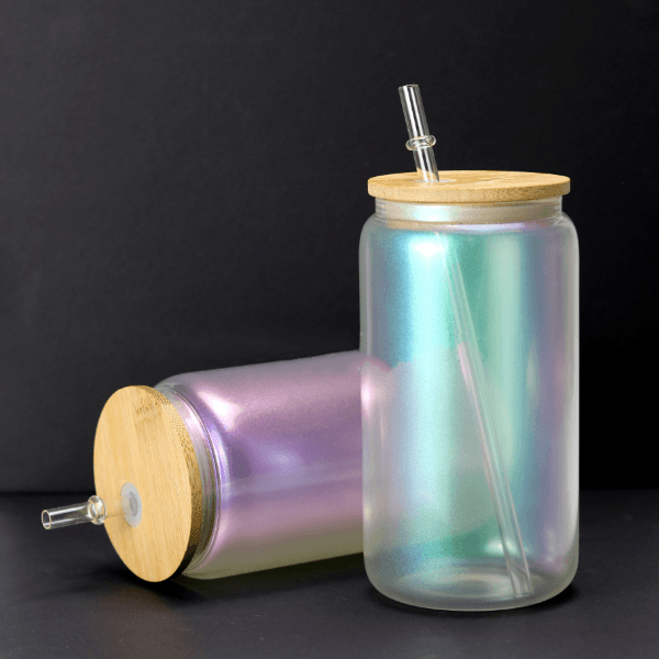 Case of 16oz Rainbow Glitter Sublimation Matte Beer Glass Can Tumbler - Tumblerbulk