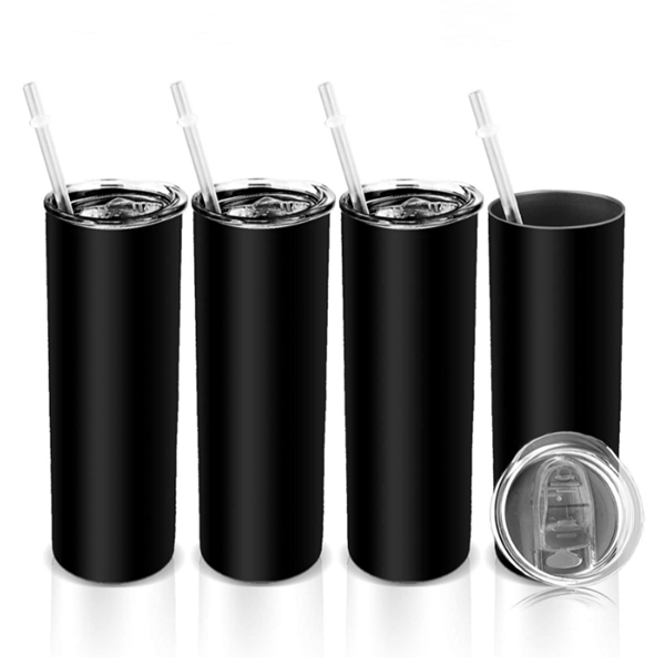 20oz Straight Skinny Tumbler W/ Sliding Lid & Straw Case (24 Units) – The  Stainless Depot