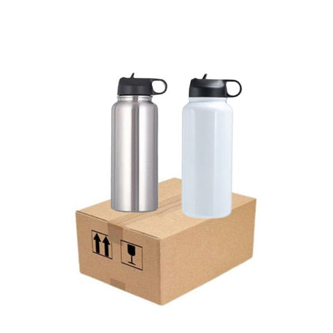 Wholesale 750 ml Sublimation Black Stainless Steel Powder Coated Water  Bottle with White Patch - OrcaFlask