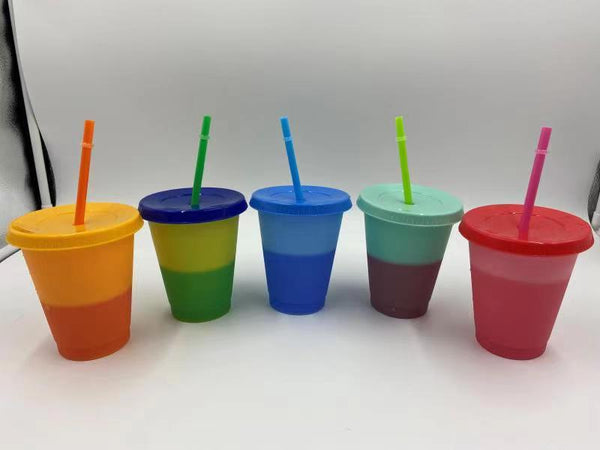 Case of 25pk 16oz Plastic Coffee Tumbler Color Changing Plastic Cup Kids Tumblers Wholesale Plastic Tumbler - Tumblerbulk