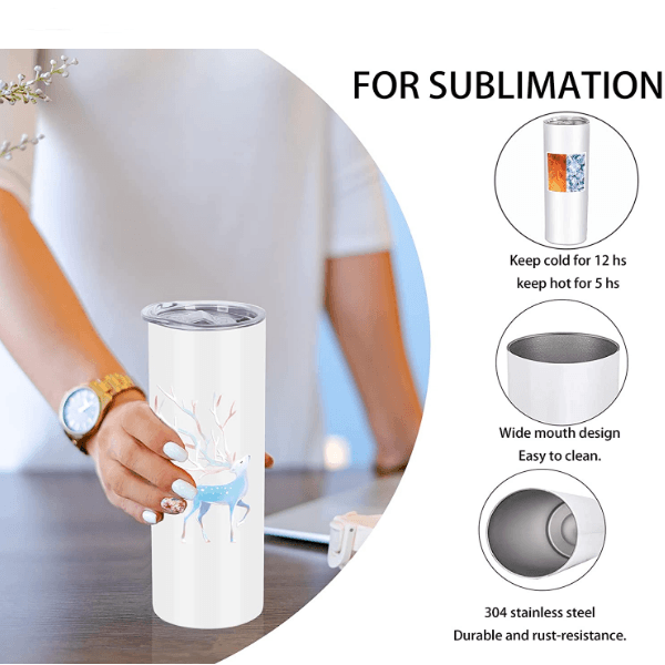 20oz Sublimation Blanks Straight Cup Glow In The Dark Skinny Tumbler Water  Bottle with Closed Lid and Straw for Heat Press - AliExpress