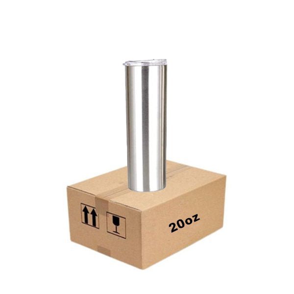 Case of 30 *20oz Skinny Tumblers Stainless Steel Wholesale Tumblers Cups (silver / Sublimation silver) - Tumblerbulk