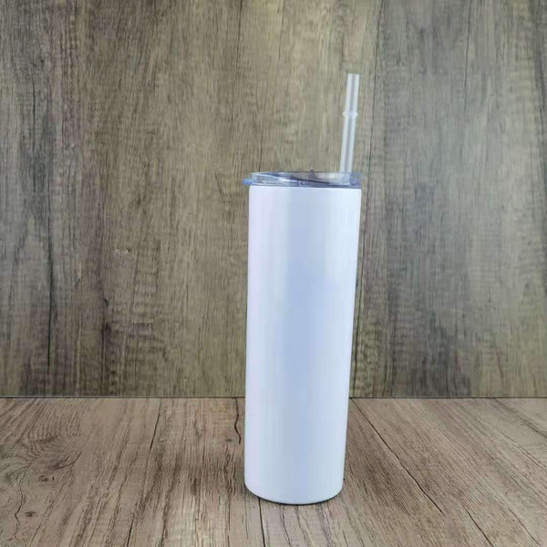 Case of 30*30oz Sublimation blank straight skinny tumbler stainless steel vacuum double walled with lid and plastic straw - Tumblerbulk