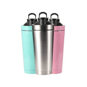Whosale Stainless Steel Protein Shaker Leak Proof Double with Bottle Taper and Carry Handle- Vacuum Sealed 750ml with Shaker Ball Blender Bottle - Tumblerbulk